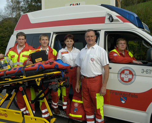 Der neue RTW 67/382 kurz nach der Anschaffung samt Sani-Team