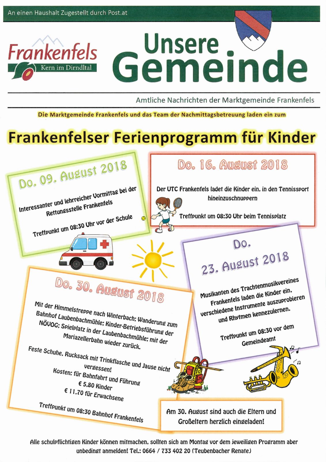 Ferienprogramm Frankenfels Plakat